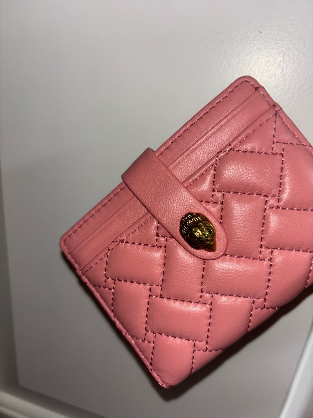 Kurt Geiger Quilted Pink Leather Wallet with Gold-Tone